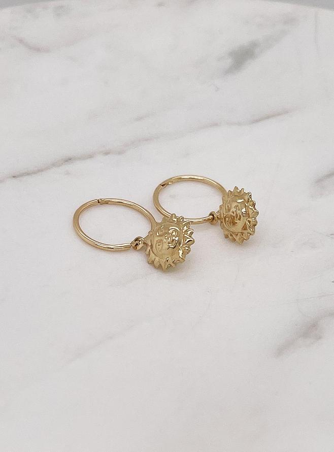 Puffed Sun Charms for Sleeper Earrings in 9ct Gold