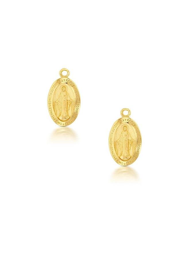 Virgin Mary Medallion Charms for Sleeper Earrings in 9ct Gold