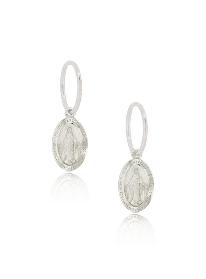 Virgin Mary Medallion Charms for Sleeper Earrings in Silver