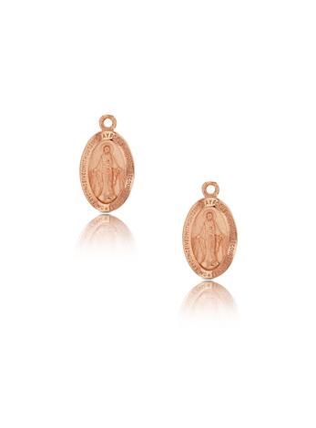 Virgin Mary Medallion Charms for Sleeper Earrings in 9ct Rose Gold