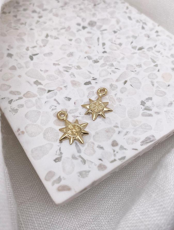 North Star Compass Charms for Sleeper Earrings in 9ct Gold