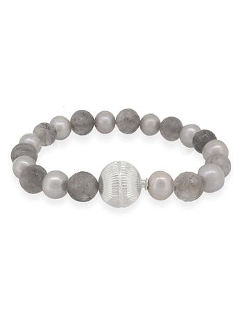 Coco Large Grey Pearl and Quartz Bracelet in Sterling Silver