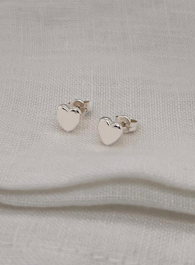 Ali Dainty Love Heart Stud Earrings in Sterling Silver