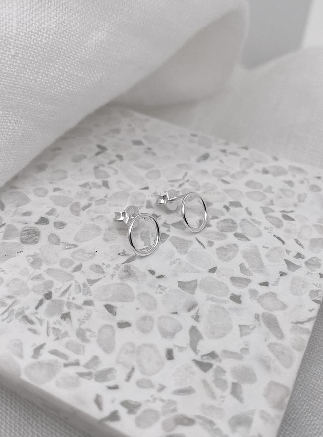 Small Circle Stud Earrings in Sterling Silver