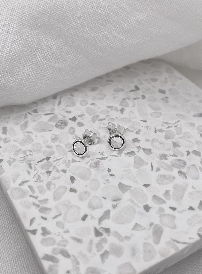 Tiny Circle Stud Earrings in Sterling Silver