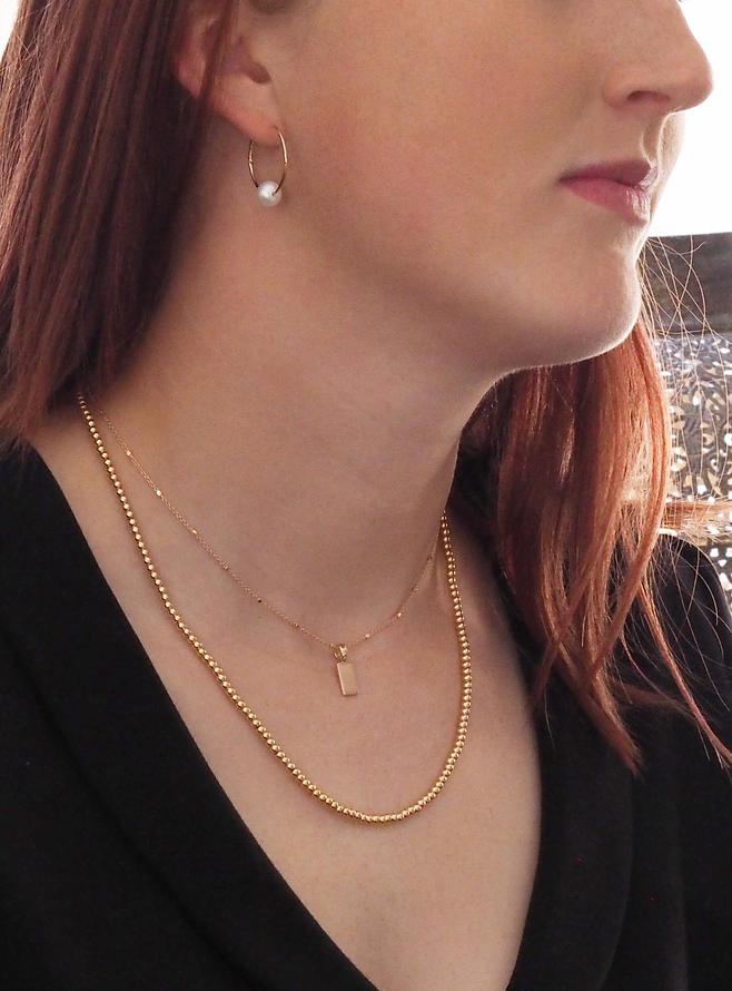 Fine Beaded Ball Satellite Necklace Chain in 9ct Rose Gold