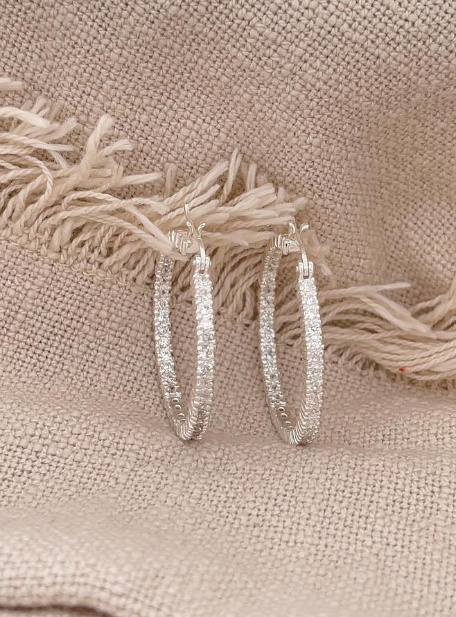 Elsa 34mm Cz Hoop Earrings in Sterling Silver