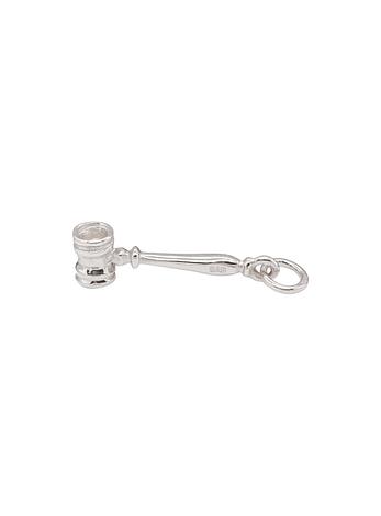 Justice Judge Gavel Charm Pendant in Sterling Silver