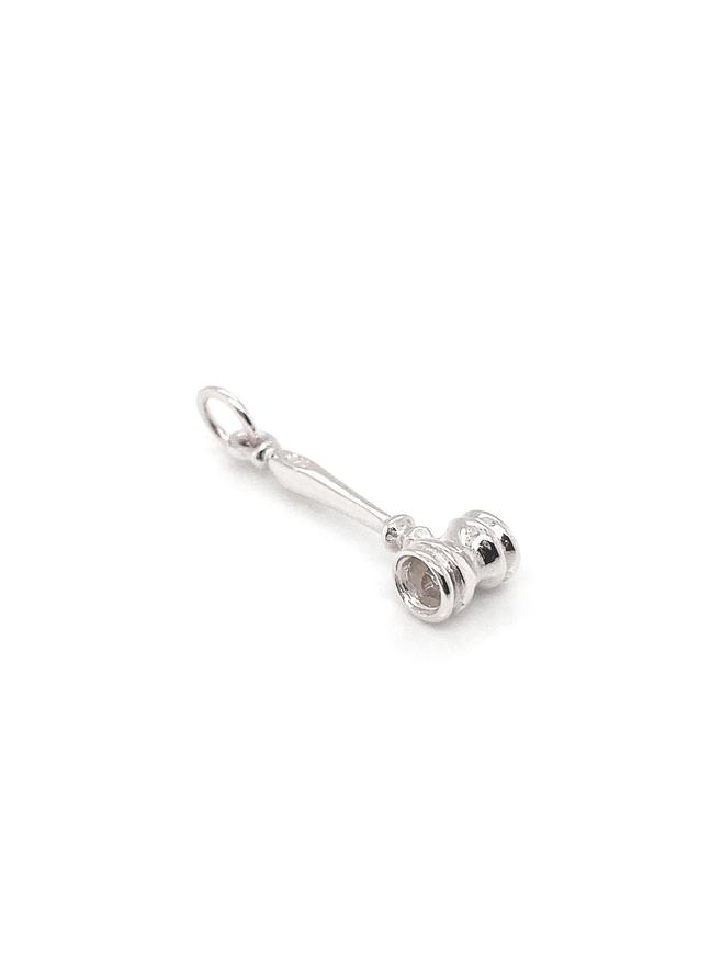 Justice Judge Gavel Charm Pendant in Sterling Silver