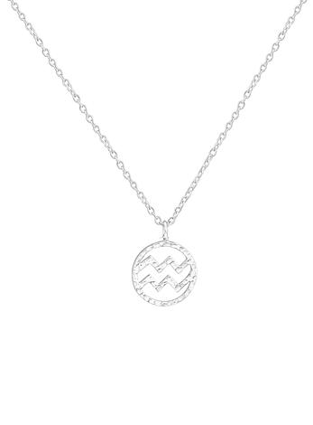 Sterling Silver Modern Zodiac Charm Necklace in Aquarius
