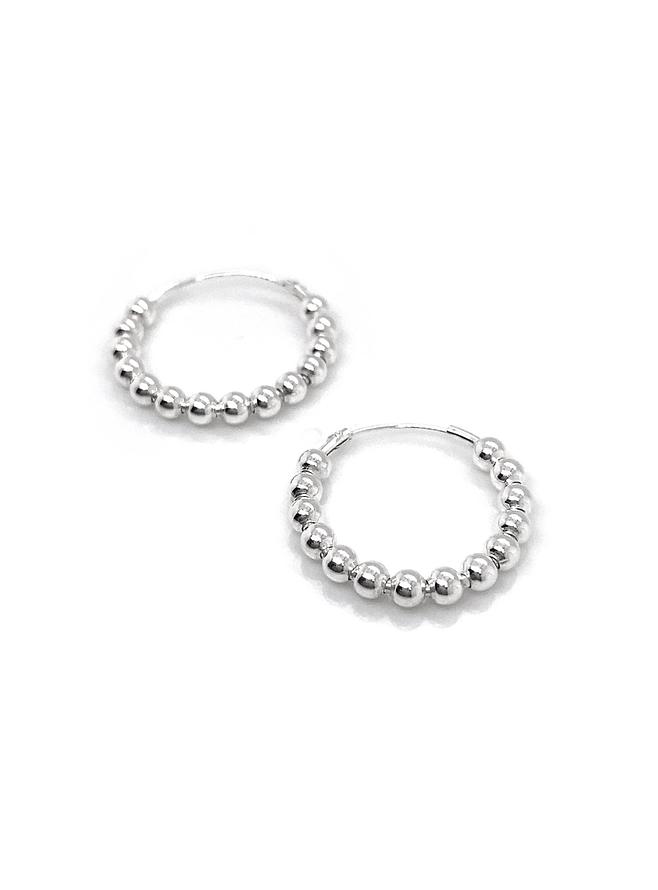 Elise 3mm Ball Beads 20mm Hoop Earrings in Sterling Silver