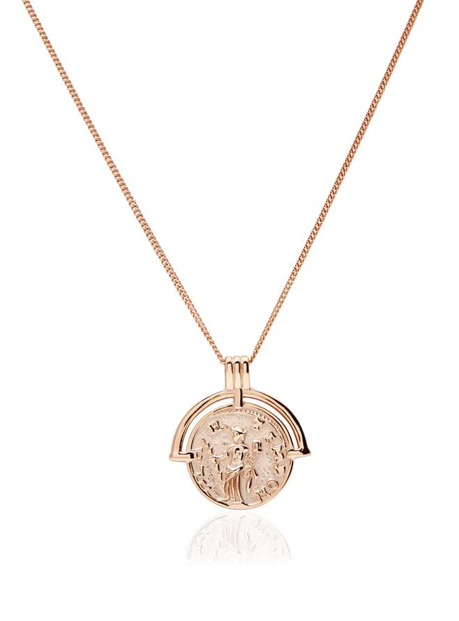 Pastiche Berkley Coin Charm Necklace in Rose