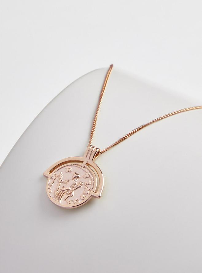 Pastiche Berkley Coin Charm Necklace in Rose