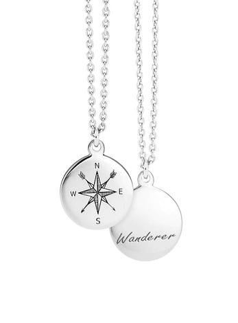 Pastiche Wanderer Coin Compass Necklace in Sterling Silver