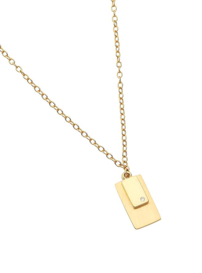 Pastiche Shadow Tag Necklace in 14k Yellow Gold Plated