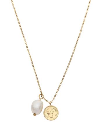 Pastiche Siren Pearl Mini Coin Necklace in Gold