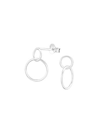 Small Double Circle Stud Earrings in Sterling Silver