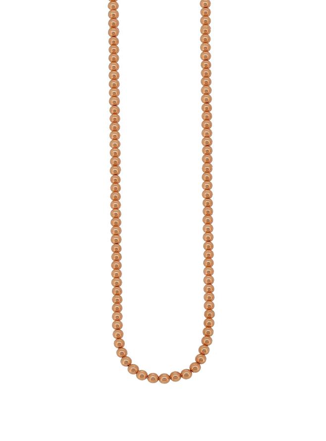 Spherical 3mm Ball Bead Necklace in 14k Rolled Rose Gold