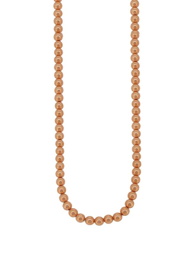 Spherical 4mm Ball Bead Necklace in 14k Rolled Rose Gold