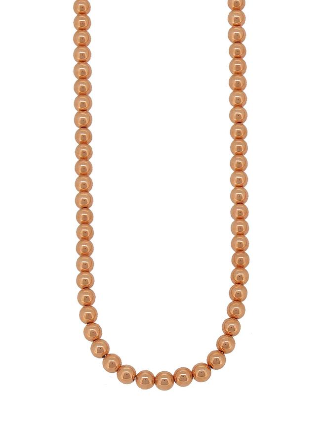 Spherical 4mm Ball Bead Necklace in 14k Rolled Rose Gold