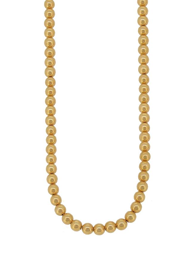 Spherical 4mm Ball Bead Necklace in 14k Rolled Gold