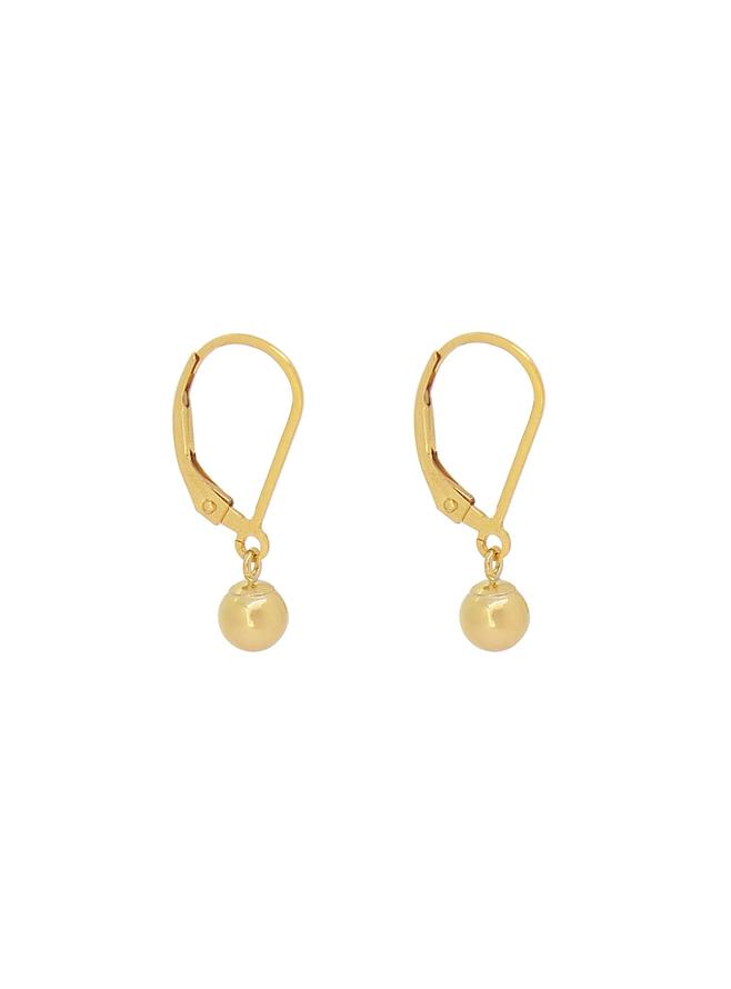 Spherical 4mm Ball Bead Earrings in 14k Rolled Gold