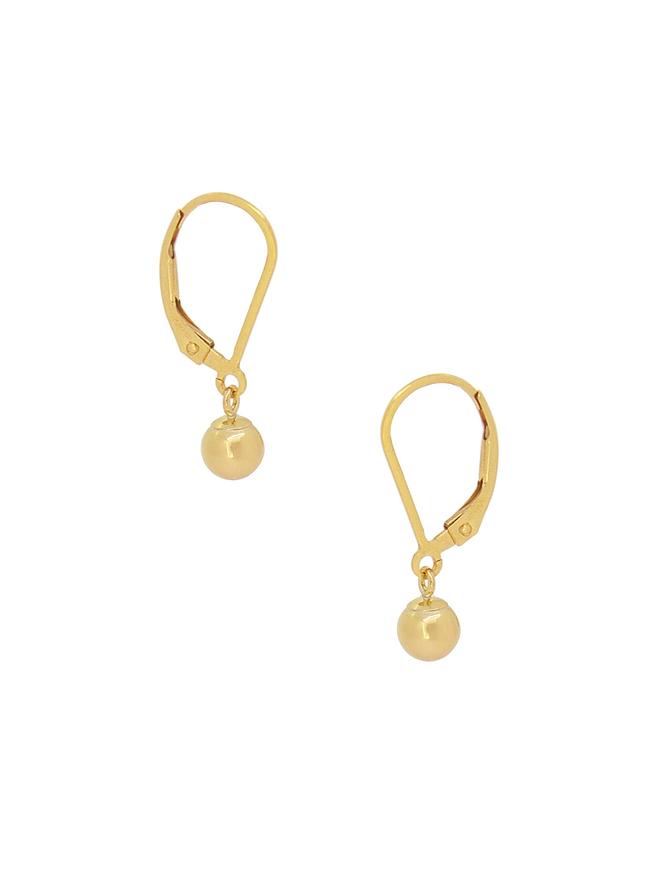 Spherical 4mm Ball Bead Earrings in 14k Rolled Gold