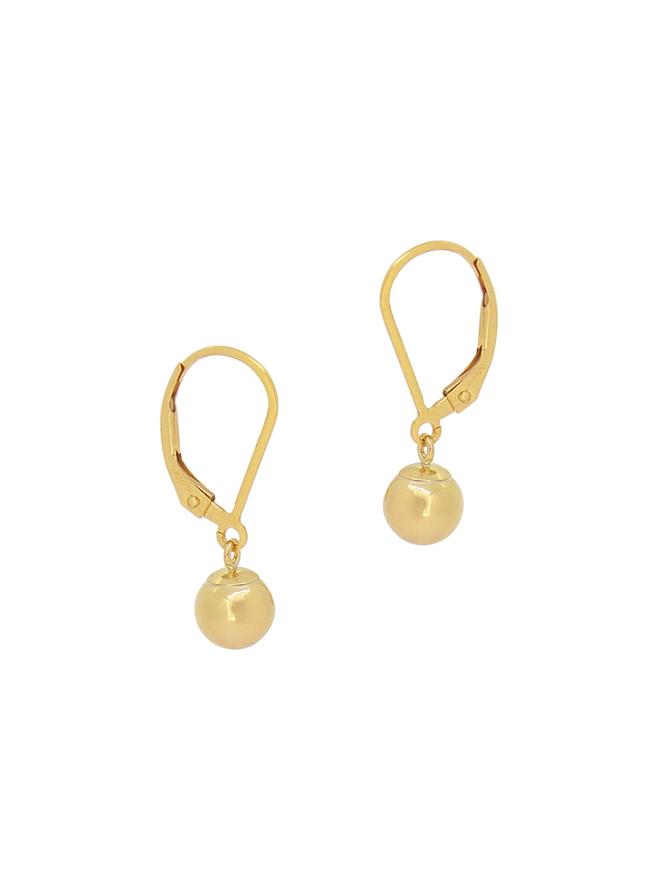 Spherical 6mm Ball Bead Earrings in 14k Rolled Gold