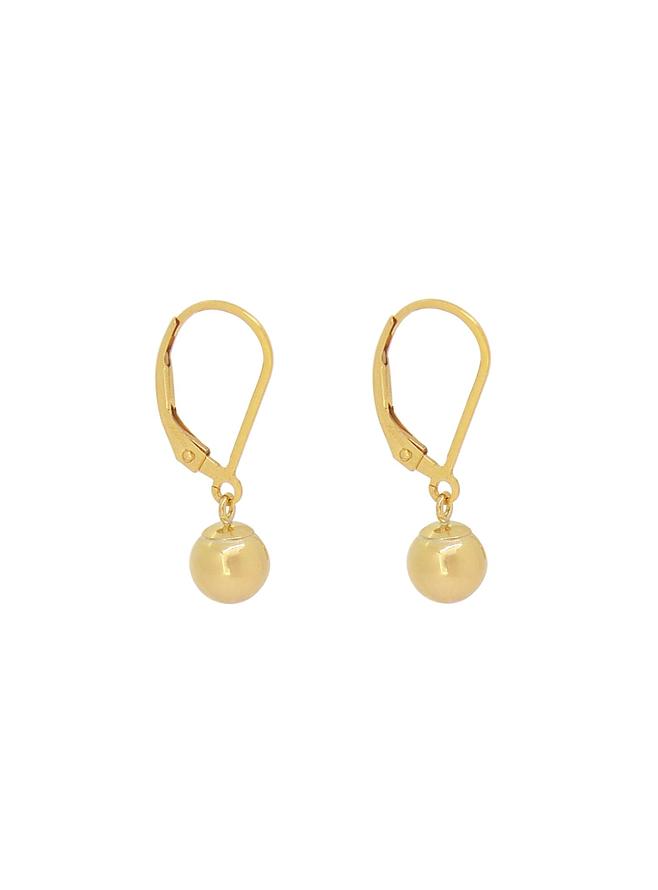 Spherical 6mm Ball Bead Earrings in 14k Rolled Gold