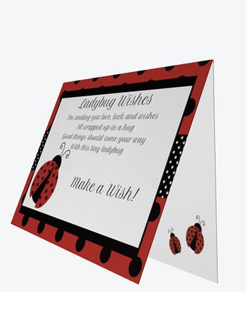 Greeting Gift Card Folded Ladybug Wishes