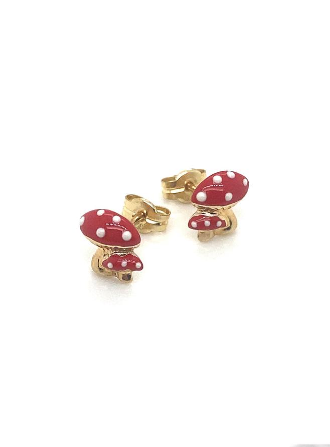 Ali 9ct Gold Mushroom Toadstool Stud Earrings