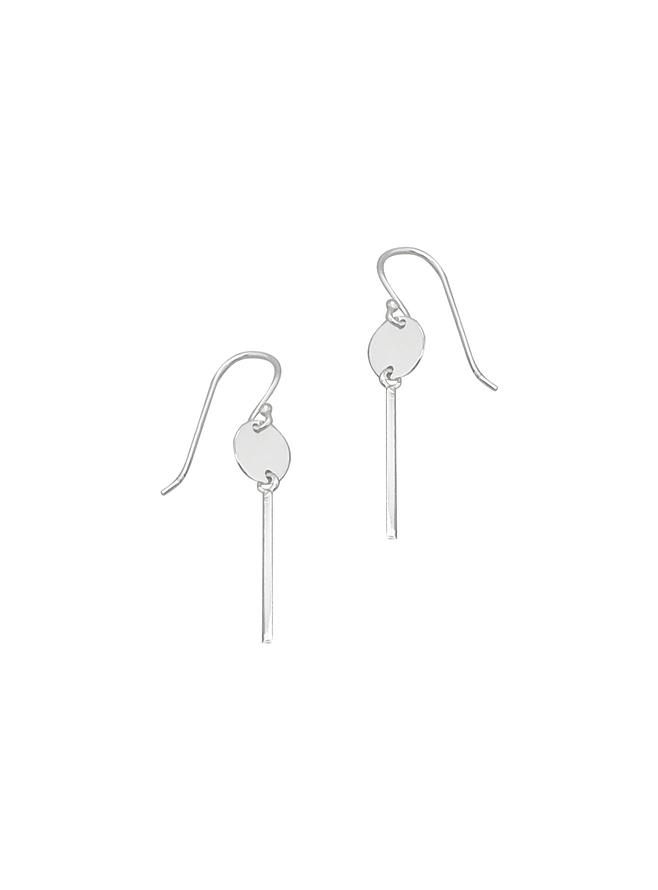 Dakota Mini Coin Drop Bar Hook Earrings in Sterling Silver