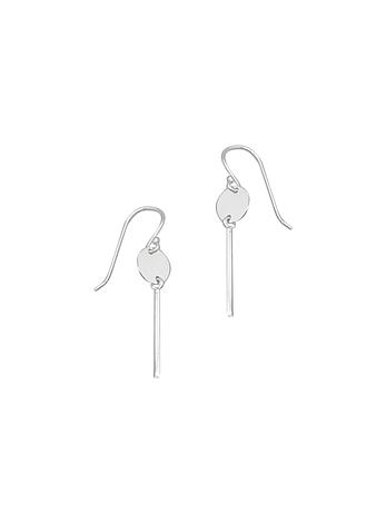 Dakota Mini Coin Drop Bar Hook Earrings in Sterling Silver