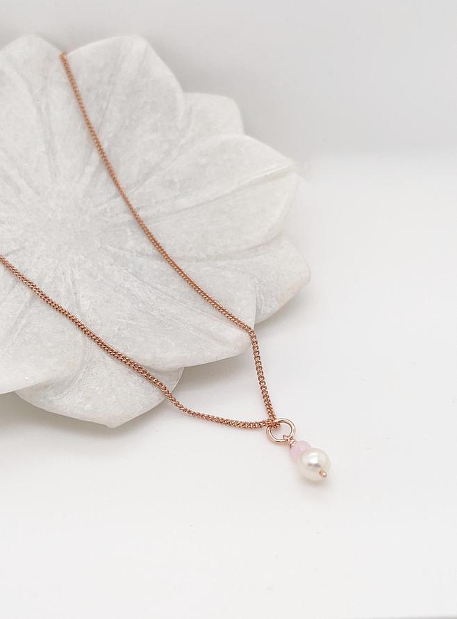 Coco Pearl and Amethyst Drop Charm in 9ct Rose Gold