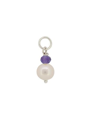 Coco Pearl and Amethyst Drop Charm in Sterling Silver