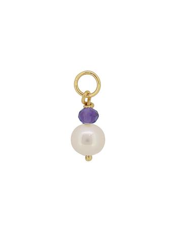 Coco Pearl and Amethyst Drop Charm in 9ct Gold