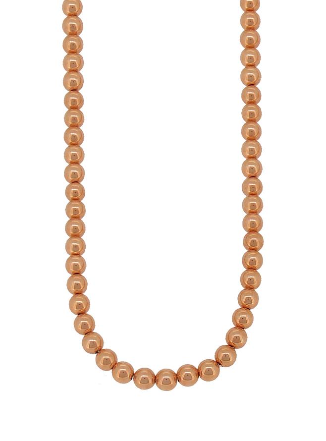 Spherical 6mm Ball Bead Necklace in 14k Rolled Rose Gold