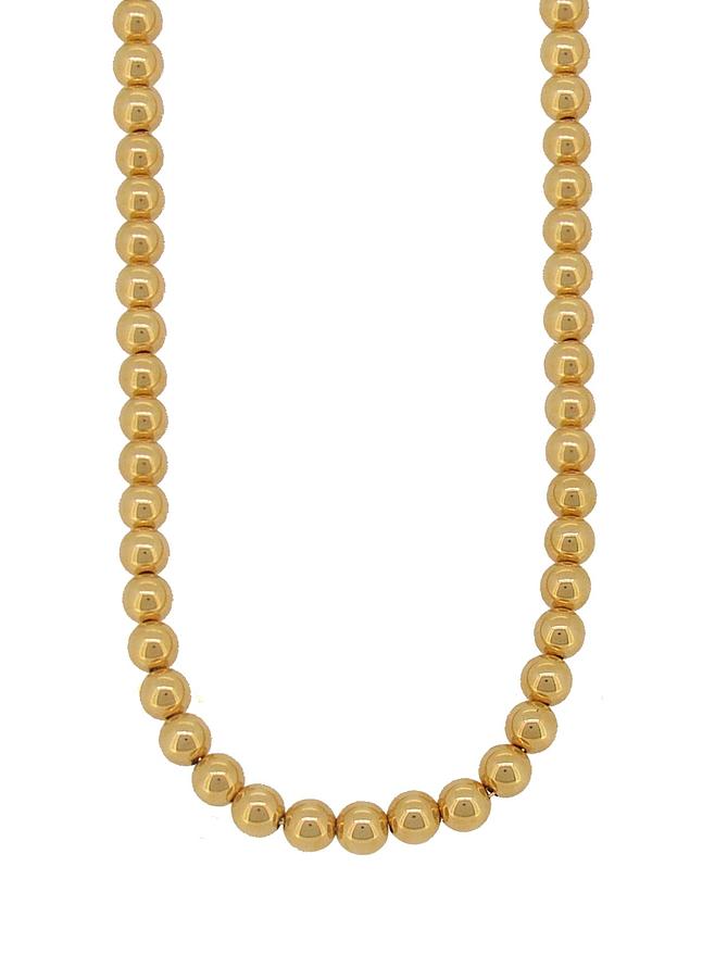 Spherical 6mm Ball Bead Necklace in 14k Rolled Gold