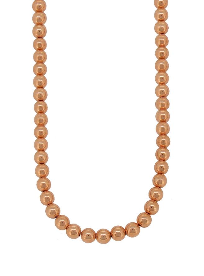 Spherical 7mm Ball Bead Necklace in 14k Rolled Rose Gold