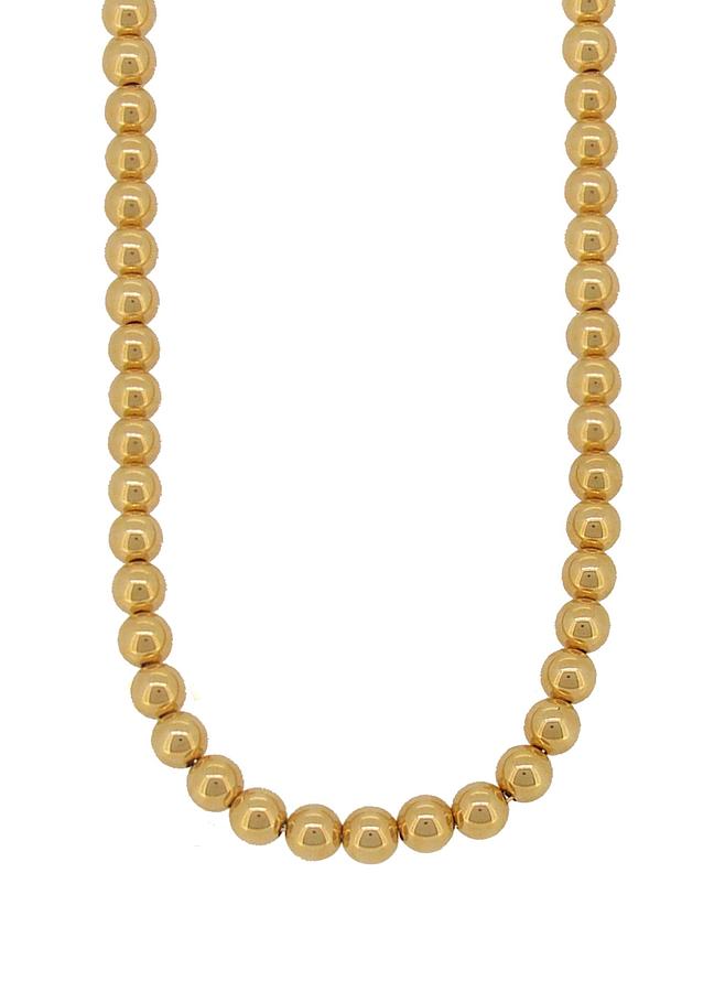 Spherical 7mm Ball Bead Necklace in 14k Rolled Gold