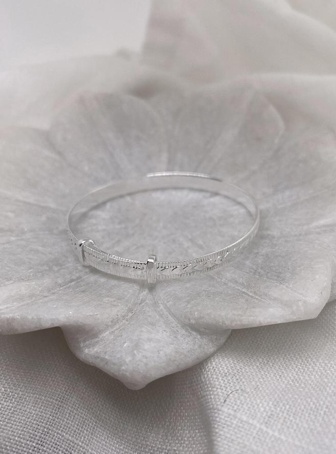 Love Hearts Expanding Baby Bangle in Sterling Silver