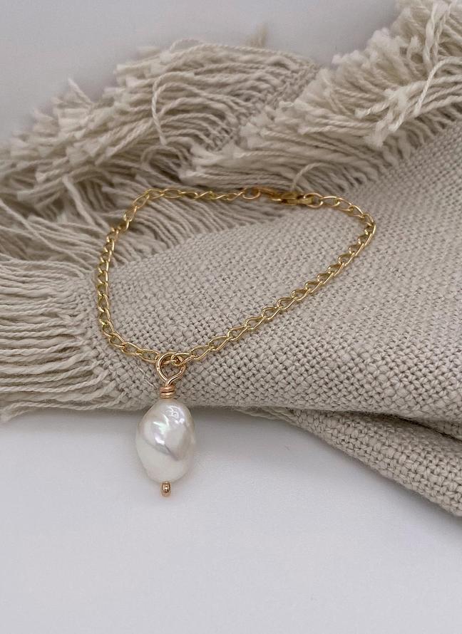 Coco Pearl Drop Charm Bracelet in 9ct Gold