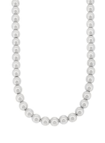 Spherical 8mm Ball Bead Necklace in Sterling Silver
