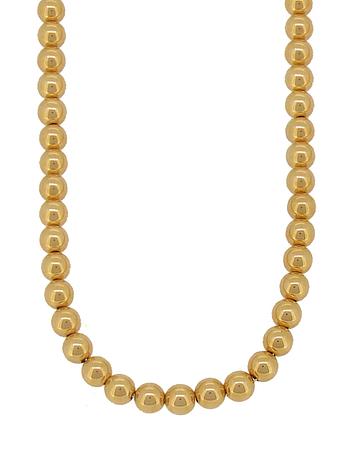 Spherical 8mm Ball Bead Necklace in 14k Rolled Gold