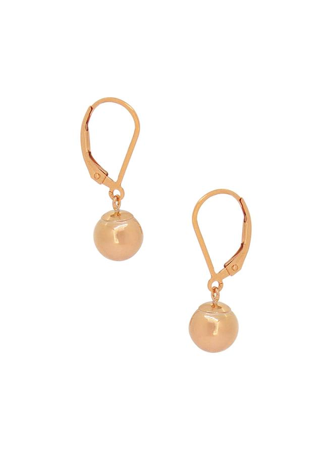 Spherical 8mm Ball Bead Earrings in 14k Rolled Rose Gold