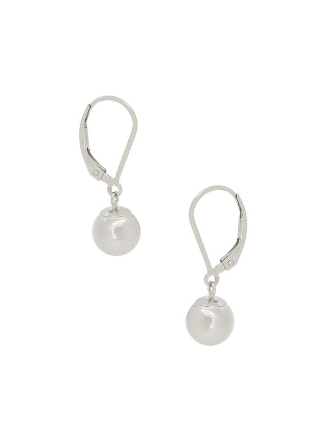 Spherical 8mm Ball Bead Earrings in Sterling Silver