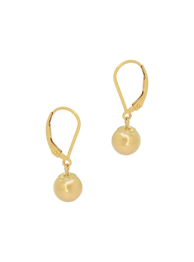 Spherical 8mm Ball Bead Earrings in 14k Rolled Gold