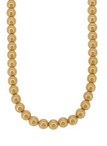 Spherical 9mm Ball Bead Necklace in 14k Rolled Gold