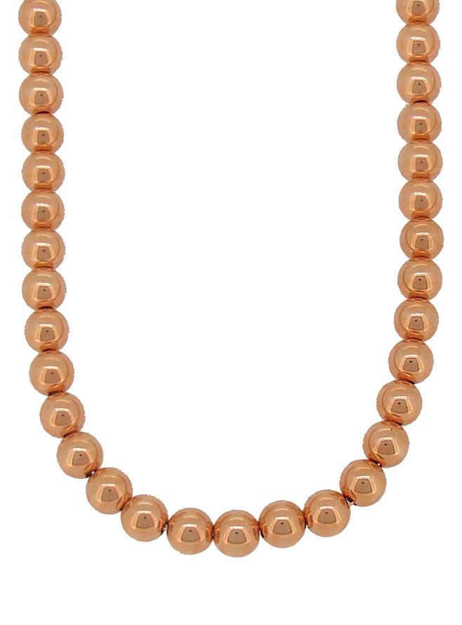 Spherical 10mm Ball Bead Necklace in 14k Rolled Rose Gold