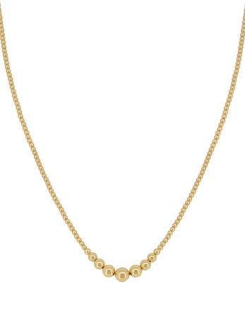 Spherical Small Graduated Ball Necklace in 14k Rolled Gold